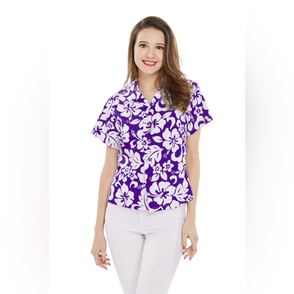 Hawaii Hangover Purple Hibiscus Hawaiian Shirt – Size L – NWT